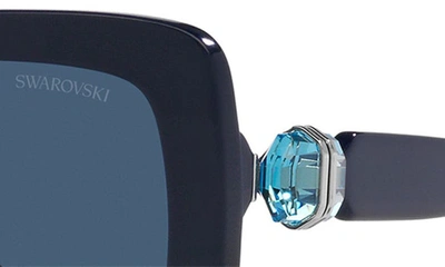 Shop Swarovski 55mm Square Sunglasses In Opal Blue