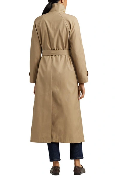 Shop Lauren Ralph Lauren Stand Collar Trench Coat In Sand