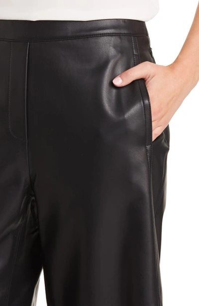 Shop Kobi Halperin Bernie Faux Leather Wide Leg Crop Pants In Black