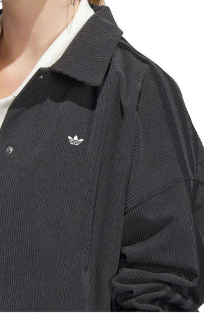 Shop Adidas Originals Recycled Polyester Corduroy Coach's Jacket In Carbon/ Black