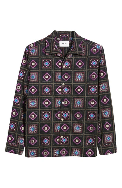 Shop Nn07 Julio 5535 Embroidered Cotton Button-up Shirt In Black Multi