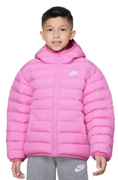 Shop Nike Kids' Sportswear Insulated Puffer Jacket In Playful Pink/ White