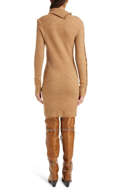 Isabel Marant Snap Detail Long Sleeve Sweater Dress In Camel