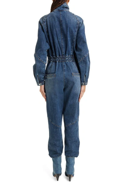 Shop Isabel Marant Kimea Long Sleeve Nonstretch Denim Jumpsuit In Dark Blue