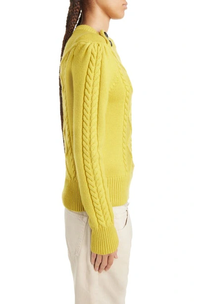 Isabel Marant Dustin Button Detail Merino Wool Blend Cable Sweater In  Yellow | ModeSens