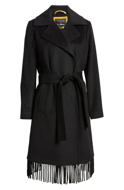 Shop Sam Edelman Fringe Wrap Coat In Black