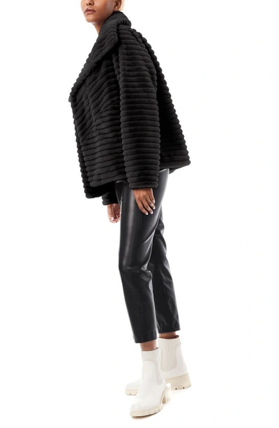 Shop Bernardo Grooved Faux Fur Jacket In Black