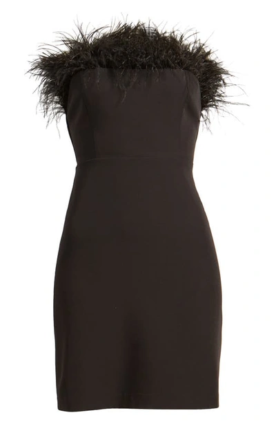 Shop Sam Edelman Feather Trim Strapless Minidress In Black