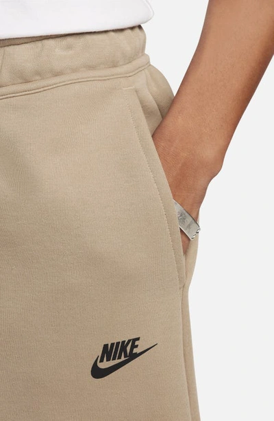 Shop Nike Tech Fleece Sweat Shorts In Khaki/ Black
