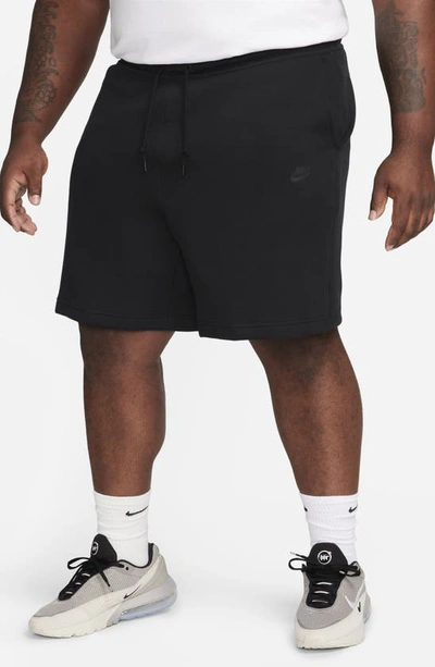 Shop Nike Tech Fleece Sweat Shorts In Black/ Black