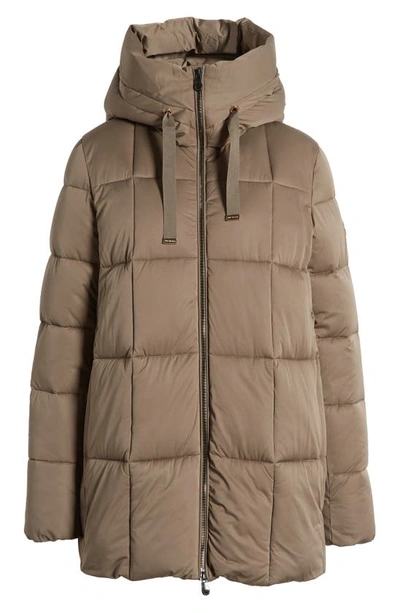 Shop Save The Duck Alena Hooded Puffer Coat In Mud Grey