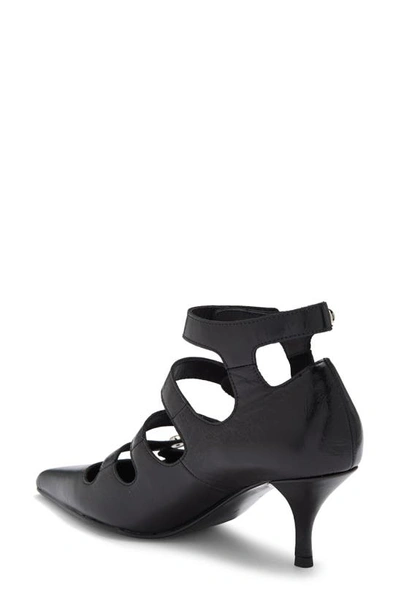 Shop Jeffrey Campbell Reporter Pointed Toe Mary Jane Pump In Black Crinkle Silver