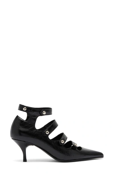Shop Jeffrey Campbell Reporter Pointed Toe Mary Jane Pump In Black Crinkle Silver