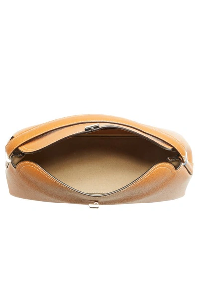 Shop Totême T-lock Curved Leather Shoulder Bag In Tan Grain