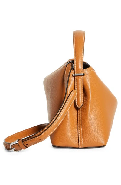 Shop Totême T-lock Curved Leather Shoulder Bag In Tan Grain