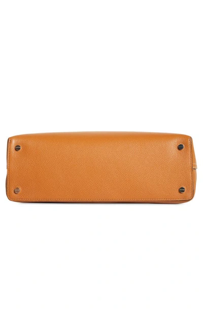Totême T-lock Grained-leather Top Handle Tan In Tan Grain