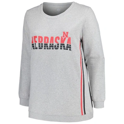 Shop Profile Heather Gray Nebraska Huskers Plus Size Side Stripe Pullover Sweatshirt