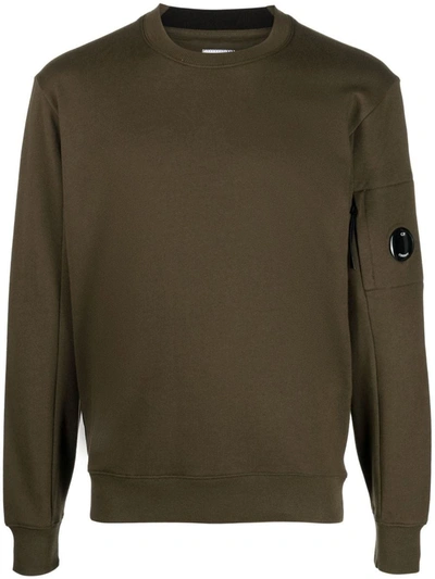 Shop C.p. Company Diagonal Raised Fleece Sweatshirt In Green