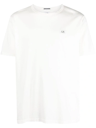 Shop C.p. Company Mercerized Light Jersey 70/2 Logo T-shirt In White