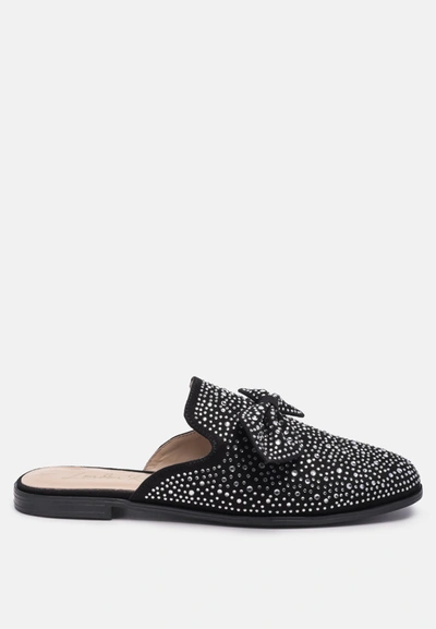 Shop London Rag Whoopie Embellished Casual Bow Mules In Black