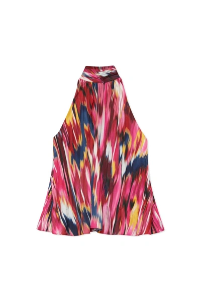 Shop Jonathan Simkhai Yesenia Mock Neck Top In Amanranth Abstract Tapestry Print In Multi