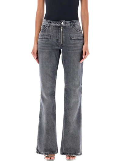 Shop Courrèges Zipped Denim Pant In Grey Eashed