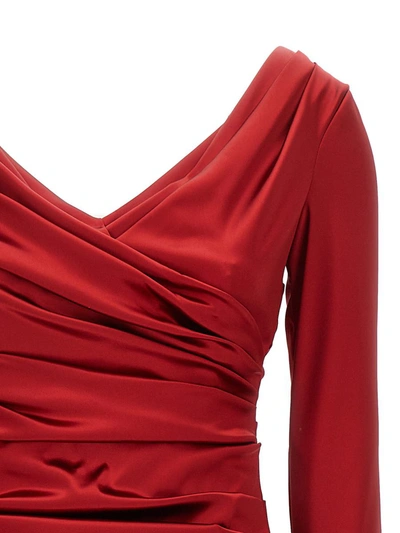 Shop Dolce & Gabbana Draped Dress In Red