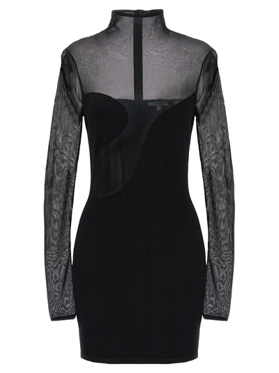 Shop Nensi Dojaka Fitted Semisheer Dresses Black