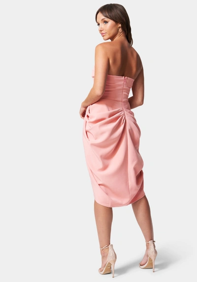 Bebe Strapless Gathered Waist Midi Dress In Blossom