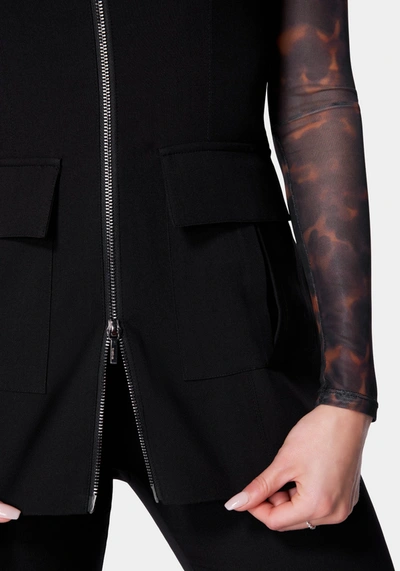 Bebe Tailored Patch Pocket Zip Front Vest In Black