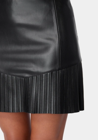 Shop Bebe Vegan Leather Pleated Detail Skirt In Black