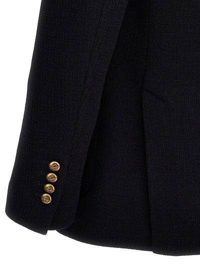 Shop Circolo 1901 Micro Rib Wool Single-breasted Blazer Jackets Blue