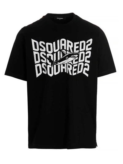 Shop Dsquared2 Shark Slouch T-shirt White/black