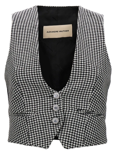 Shop Alexandre Vauthier Houndstooth Vest Gilet White/black