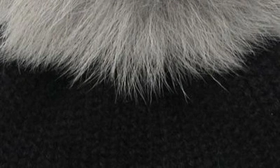 Shop Stewart Of Scotland Cashmere Knit Beanie With Genuine Shearling Pompom In Black Sv