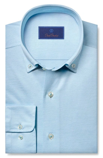 Shop David Donahue Regular Fit Oxford Knit Dress Shirt In Ocean