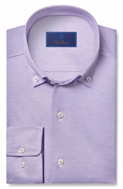 Shop David Donahue Regular Fit Oxford Knit Dress Shirt In Lilac