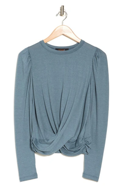 Renee C Front Twist Sweater In Blue