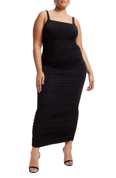 Shop Good American Ruched Maxi Dress In Black