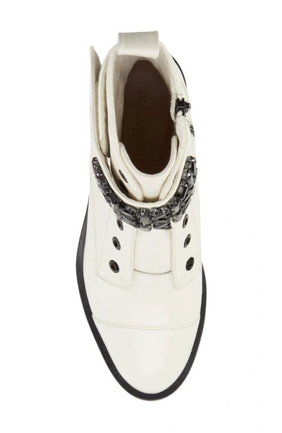Shop Karl Lagerfeld Pippa Crystal Embellished Platform Boot In Bone
