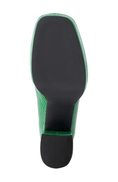 Fashion To Figure Madelyn Croc Embossed Platform Loafer Pump In Green Croc