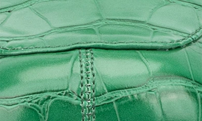 Fashion To Figure Madelyn Croc Embossed Platform Loafer Pump In Green Croc