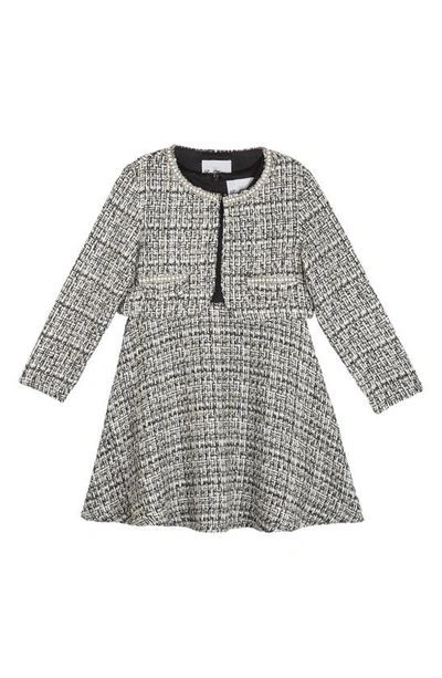 Rare Editions Kids' Bouclé Jacket & Twofer Dress In Black
