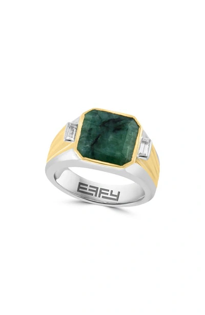 Shop Effy Sterling Silver Emerald & White Sapphire Ring In Green