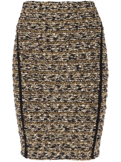 Shop Balmain Hw Tweed Knee Skirt Clothing In Black