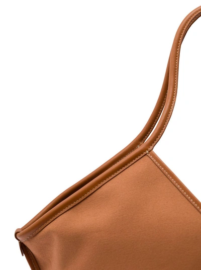 Shop Hereu 'calella' Brown Tote Bag With Leather Trim In Suede Woman