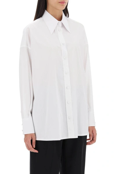 Shop Dolce & Gabbana Maxi Shirt With Satin Buttons In White