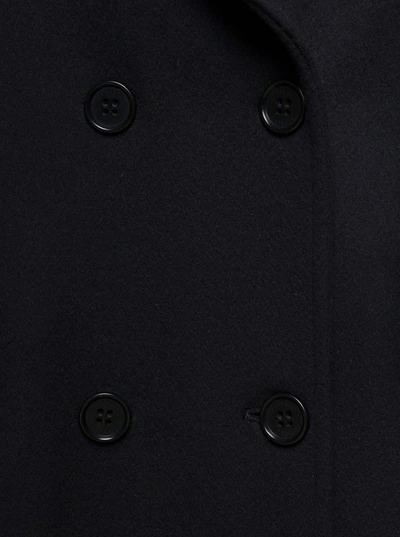 Shop Alberta Ferretti Long Black Double-breasted Coat With Tonal Buttons In Wool And Cashmere Woman