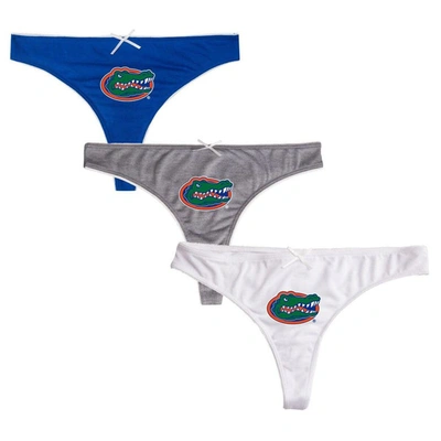 Shop Concepts Sport Royal/charcoal/white Florida Gators Arctic Three-pack Thong Underwear Set