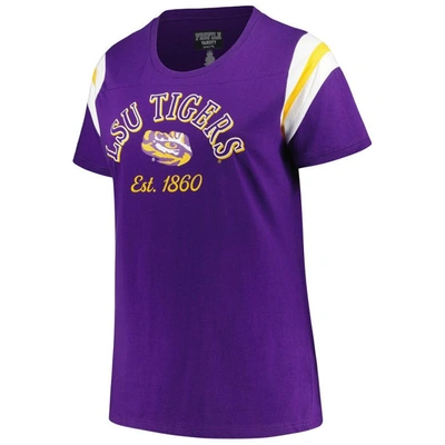 Shop Profile Purple Lsu Tigers Plus Size Striped Tailgate Scoop Neck T-shirt